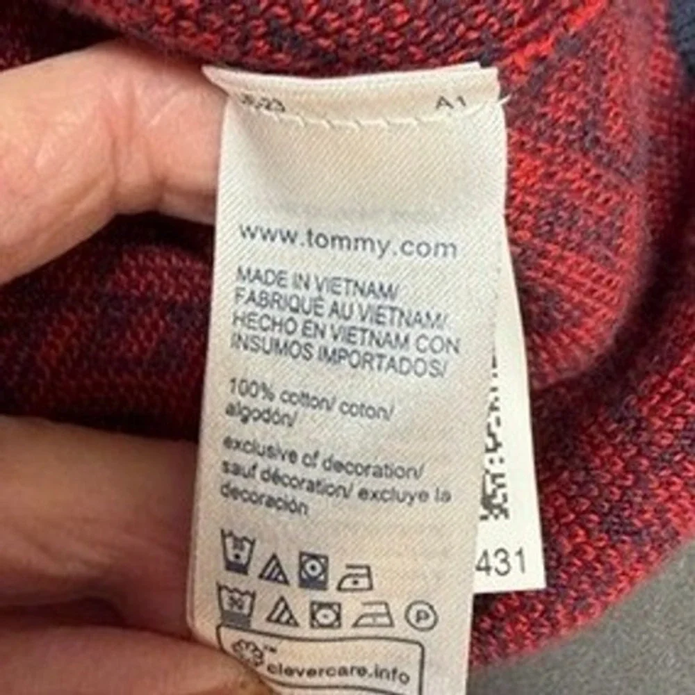 Tommy Hilfiger Knit Polo Top and Skirt Set Red Navy Geometric Preppy‎ Medium